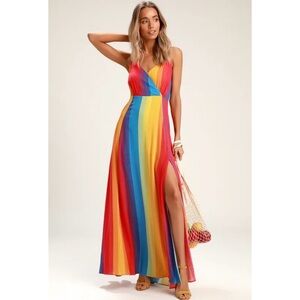 Red and Orange Sleeveless V-Neck Sundress
